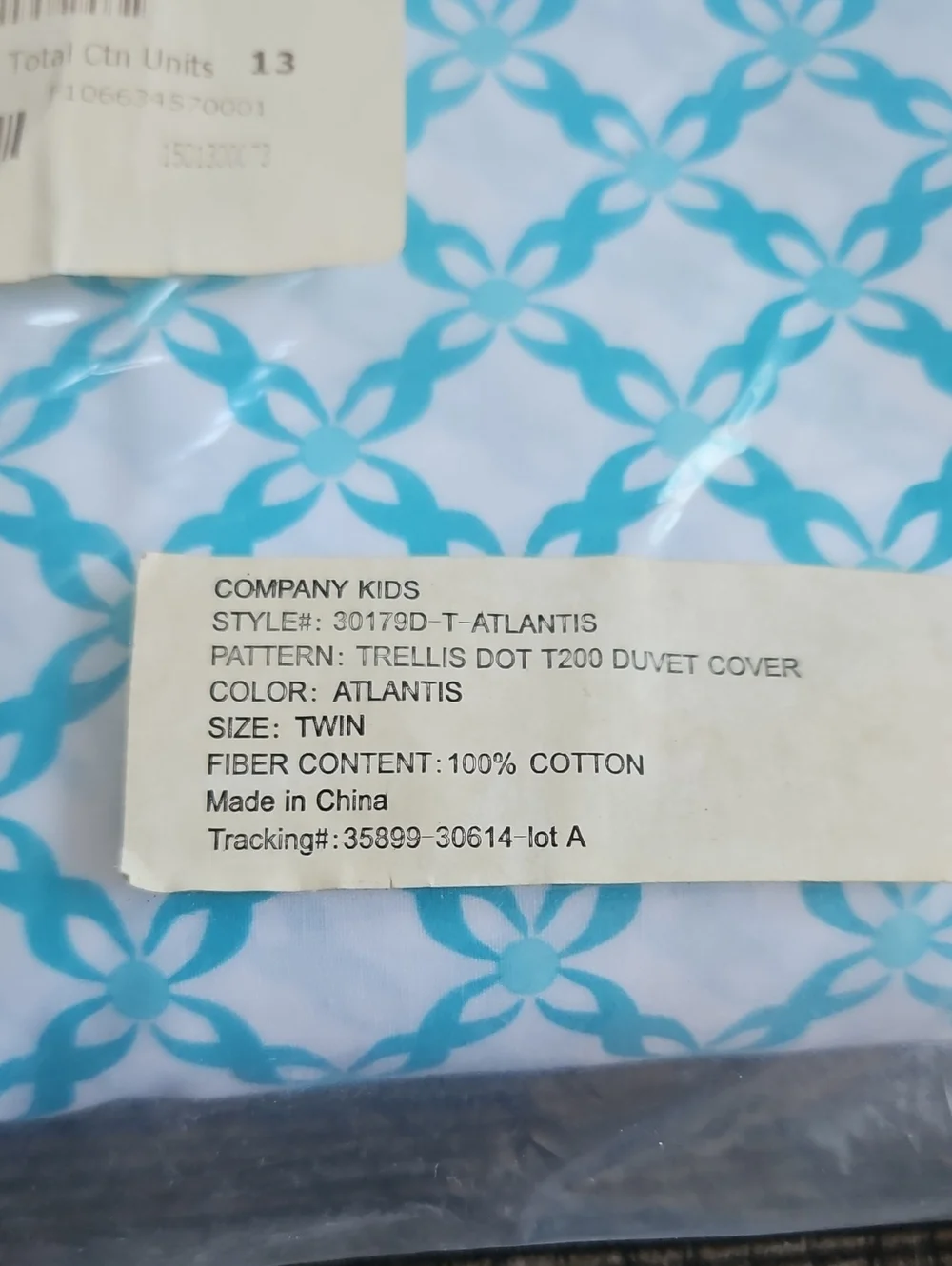 Company Kids Atlantis Pattern 100% Cotton Blue and White Duvet Cover